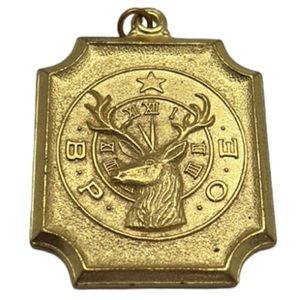 B. P. O. E. ELKS PENDANT MEDALLION GOLD TONE